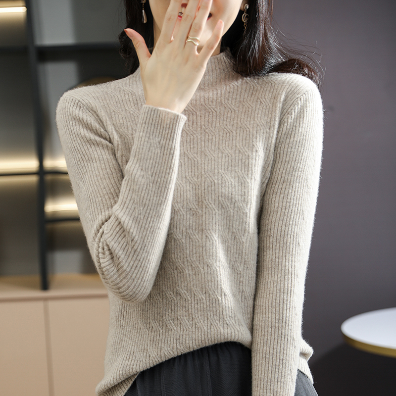 Women Turtleneck Sweater 100% Merino Wool Pullover Winter Knitted Sweater Jumpers Woman Jersey Knit Top Long Sleeve Y2K