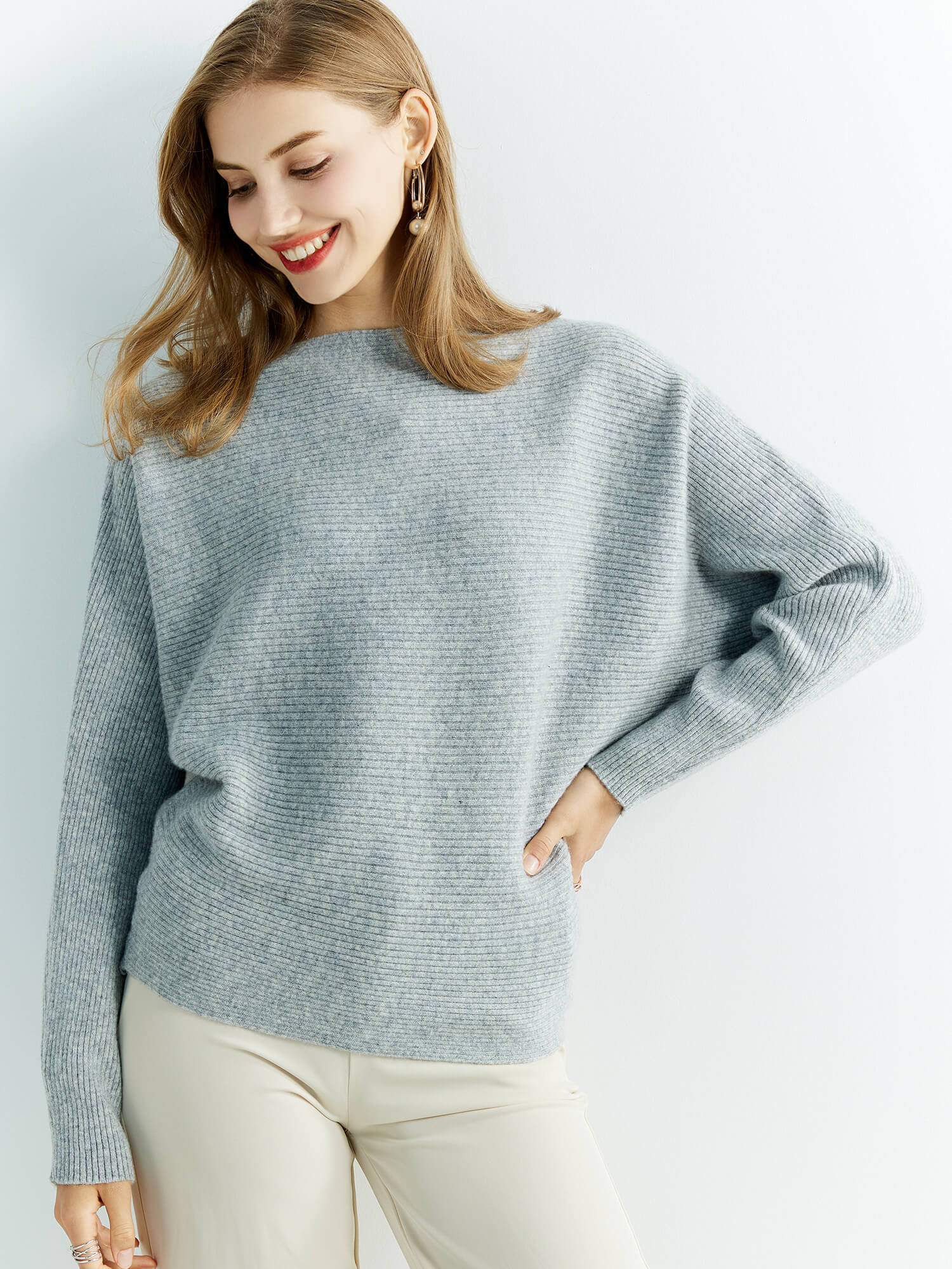 Women's Knitted Sweaters Cashmere Sweater 100% Merino Wool O-Neck Batwing Sleeve Pullover Winter Fall Jumper Clothing Top Female