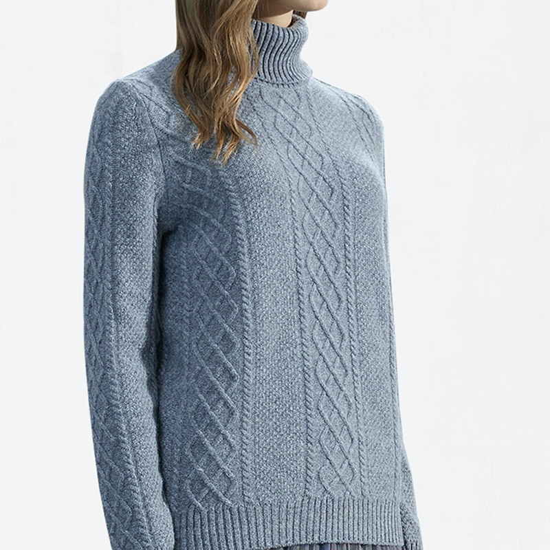 Knit Sweater Winter Clothes Women 100% Merino Wool Knitwears Cashmere Turtleneck Winter Autumn Warm Pullovers Woolen Jumper Tops