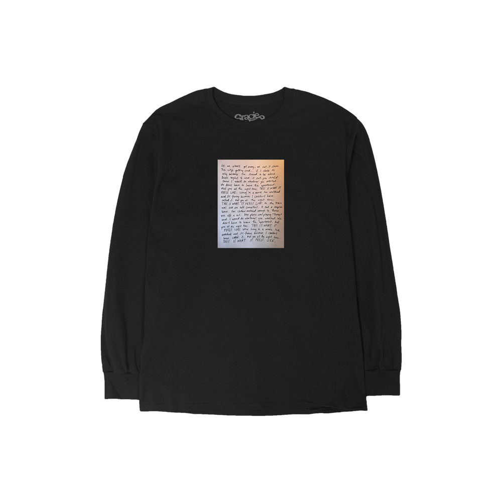 Gracie Abrams Journal Page Black Longsleeve Tour T-Shirt