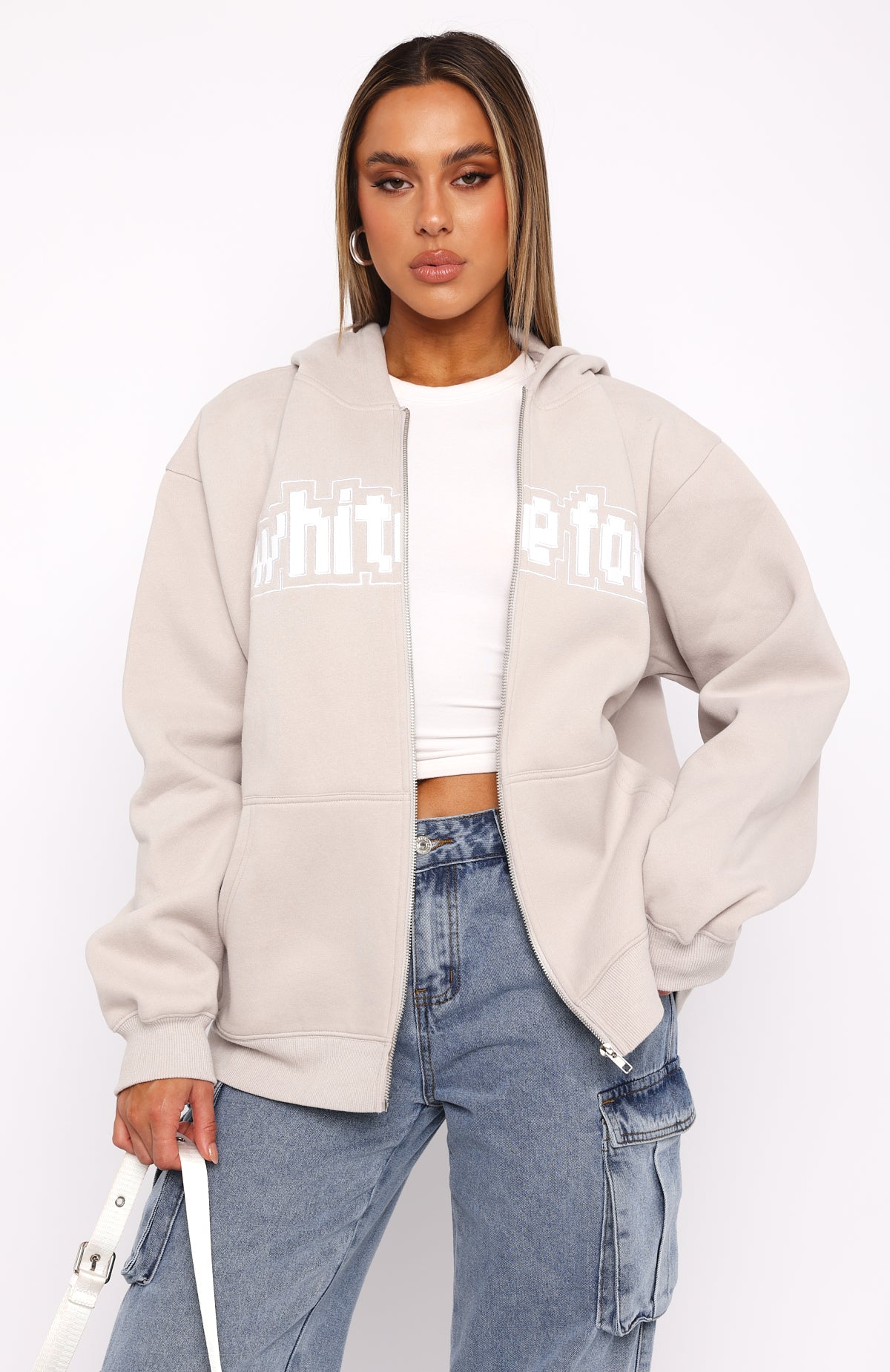 Match My Energy Zip Front Hoodie Moon