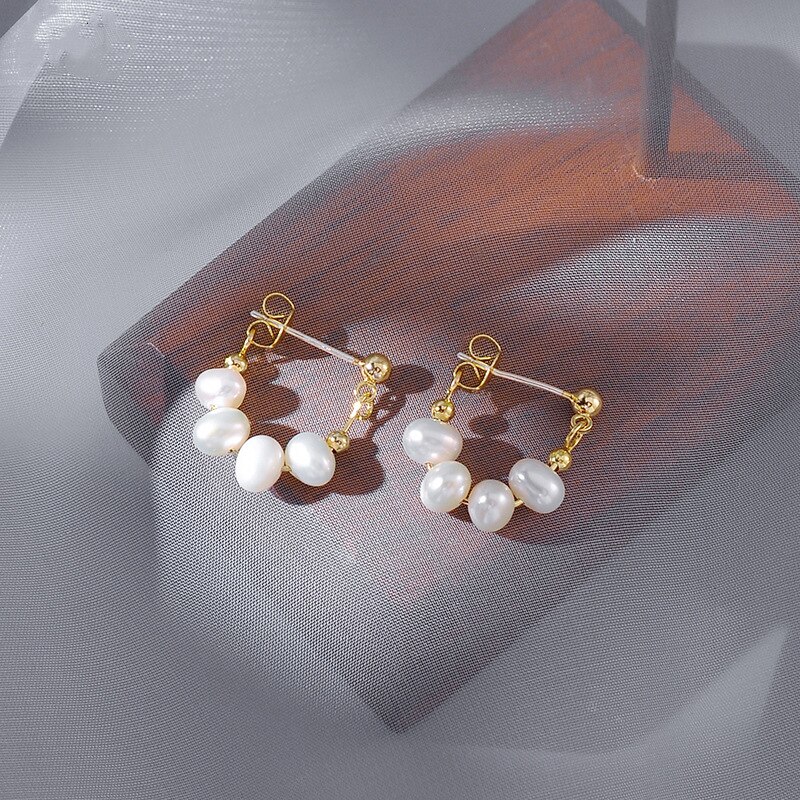 Imitation Pearl Geometric Dangle Earrings