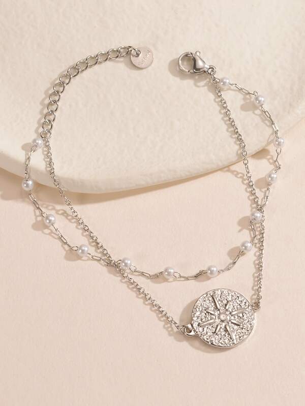 Round Faux Pearl Decor Bracelet