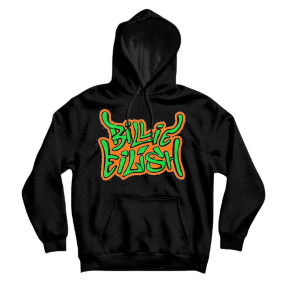 Billie Eilish Black Airbrush Flames Blohsh Hoodie