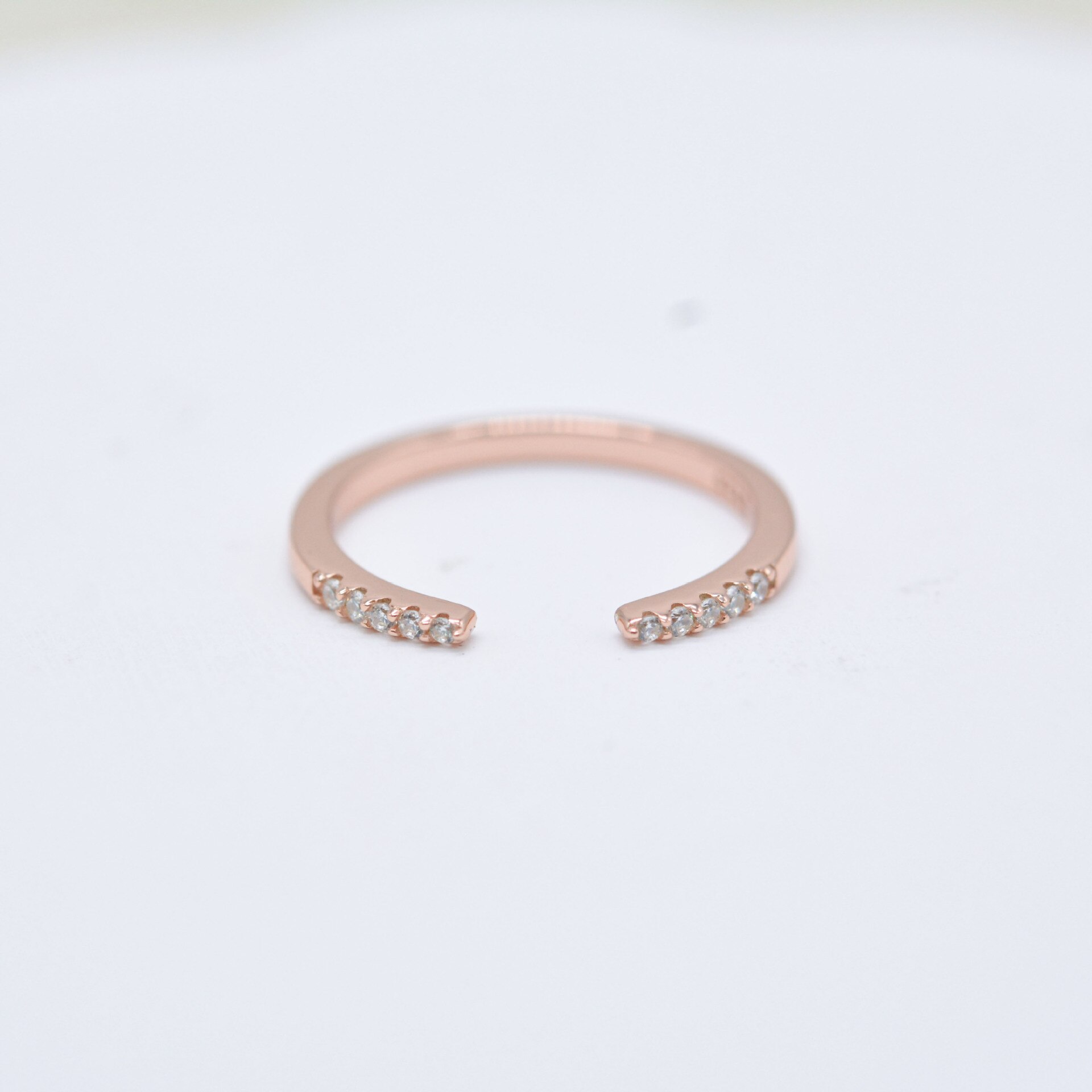 silver fashion rose gold micro-set open women's ring