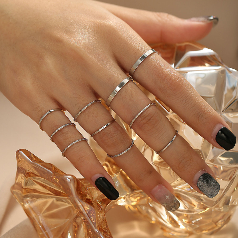 10pcs/set Women Simple No Inlay Alloy High-grade Ring