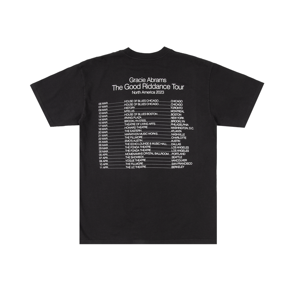 Gracie Abrams Good Riddance Tour Dateback Black T-Shirt