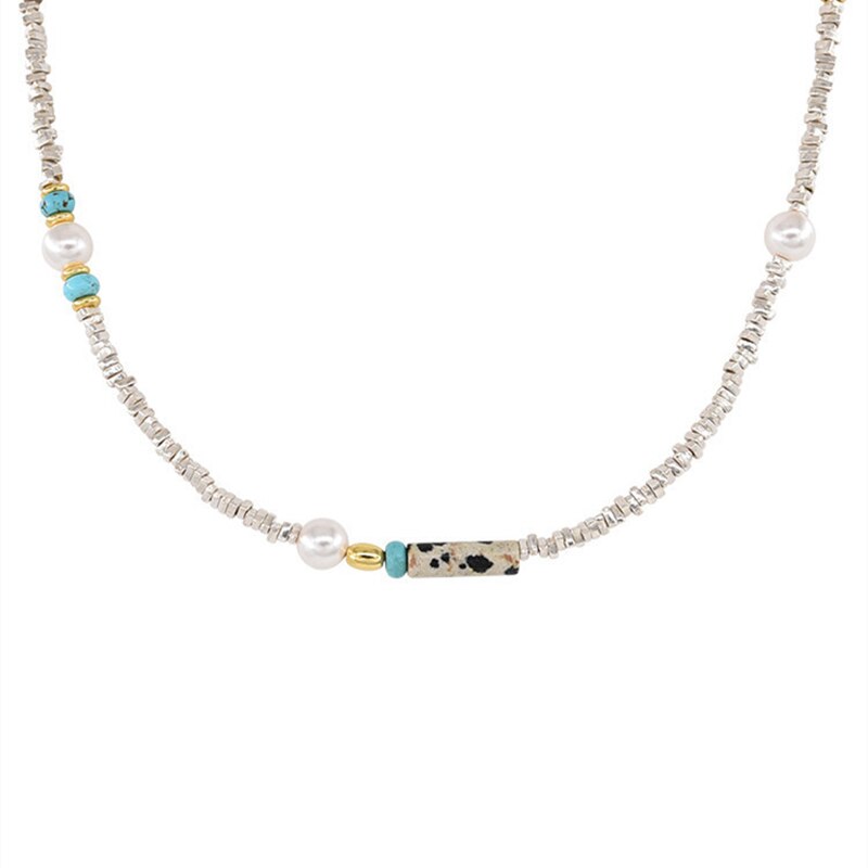 vintage green stone Pearl necklace