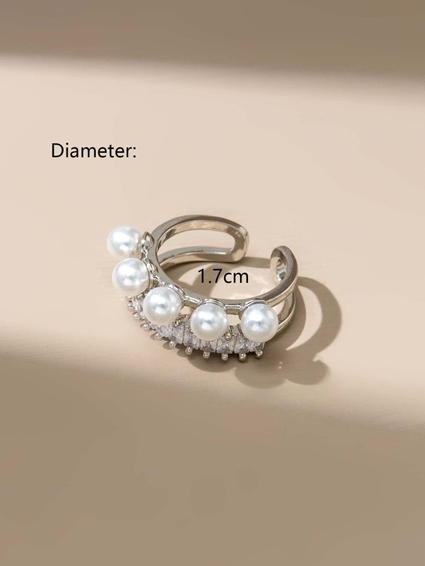 Faux Pearl Rhinestone Decor Ring