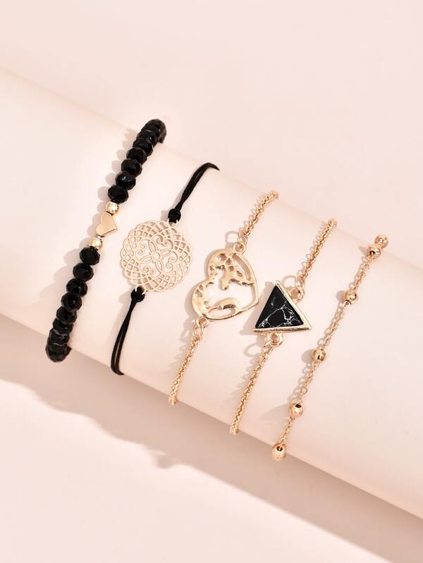 5pcs Heart Detail Bracelet