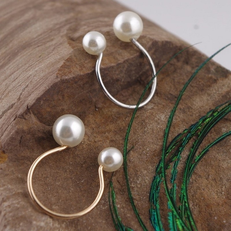 Large and small pearl U-shaped open ring