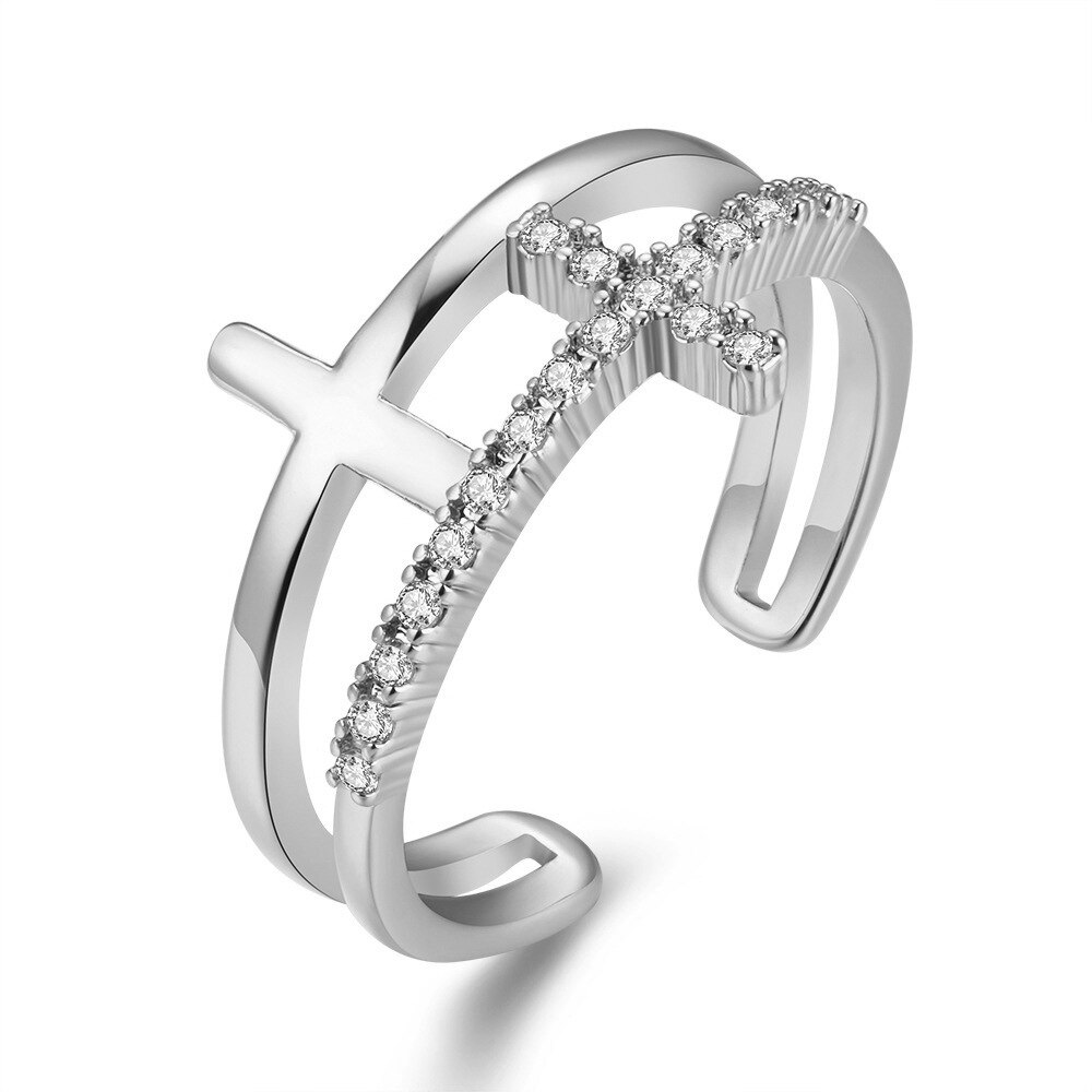 Trendy Ladies Crystal Inlay Open Adjustable  Ring