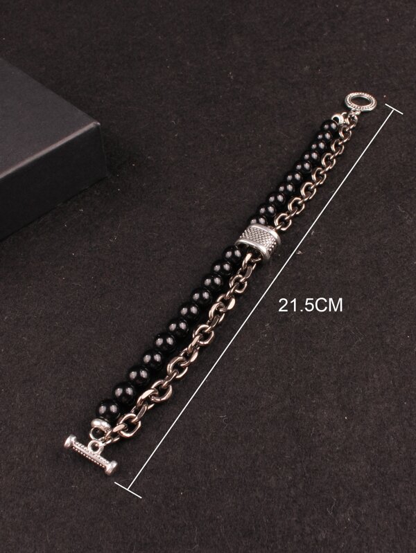 Men Beaded Chain Layered Bracelet