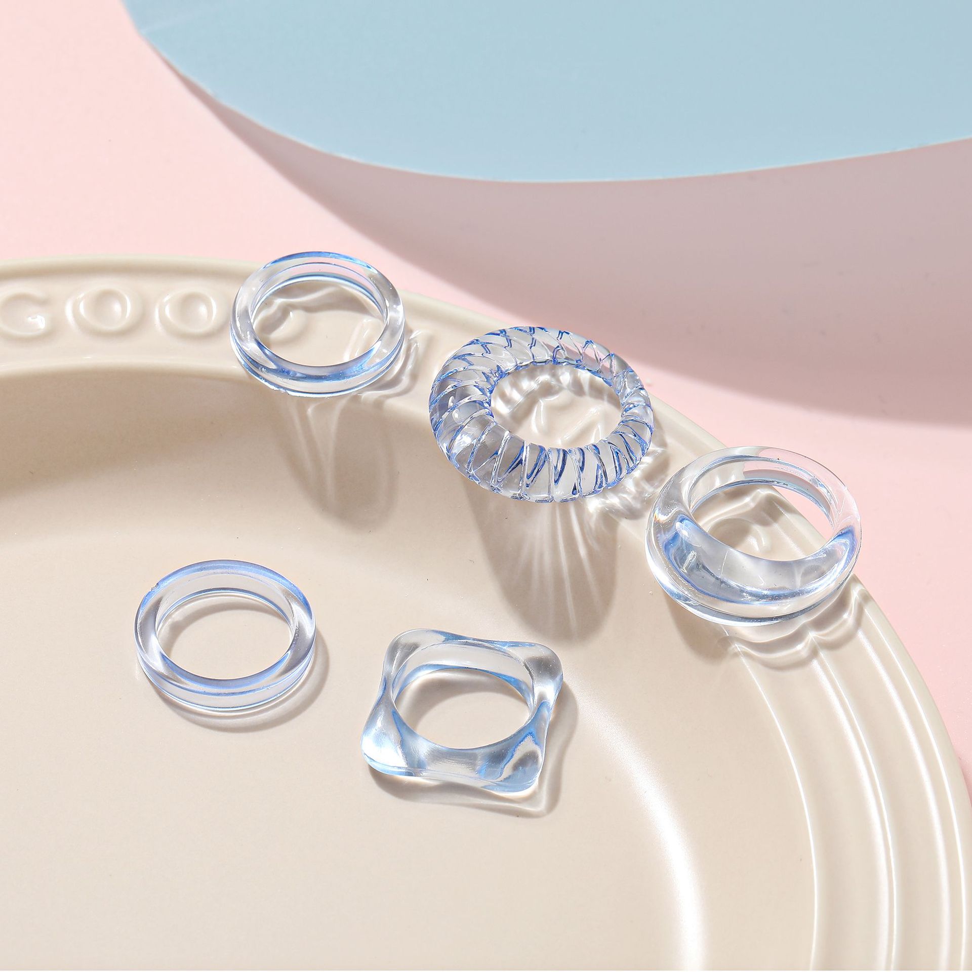 5pcs/set   creative simple transparent rings