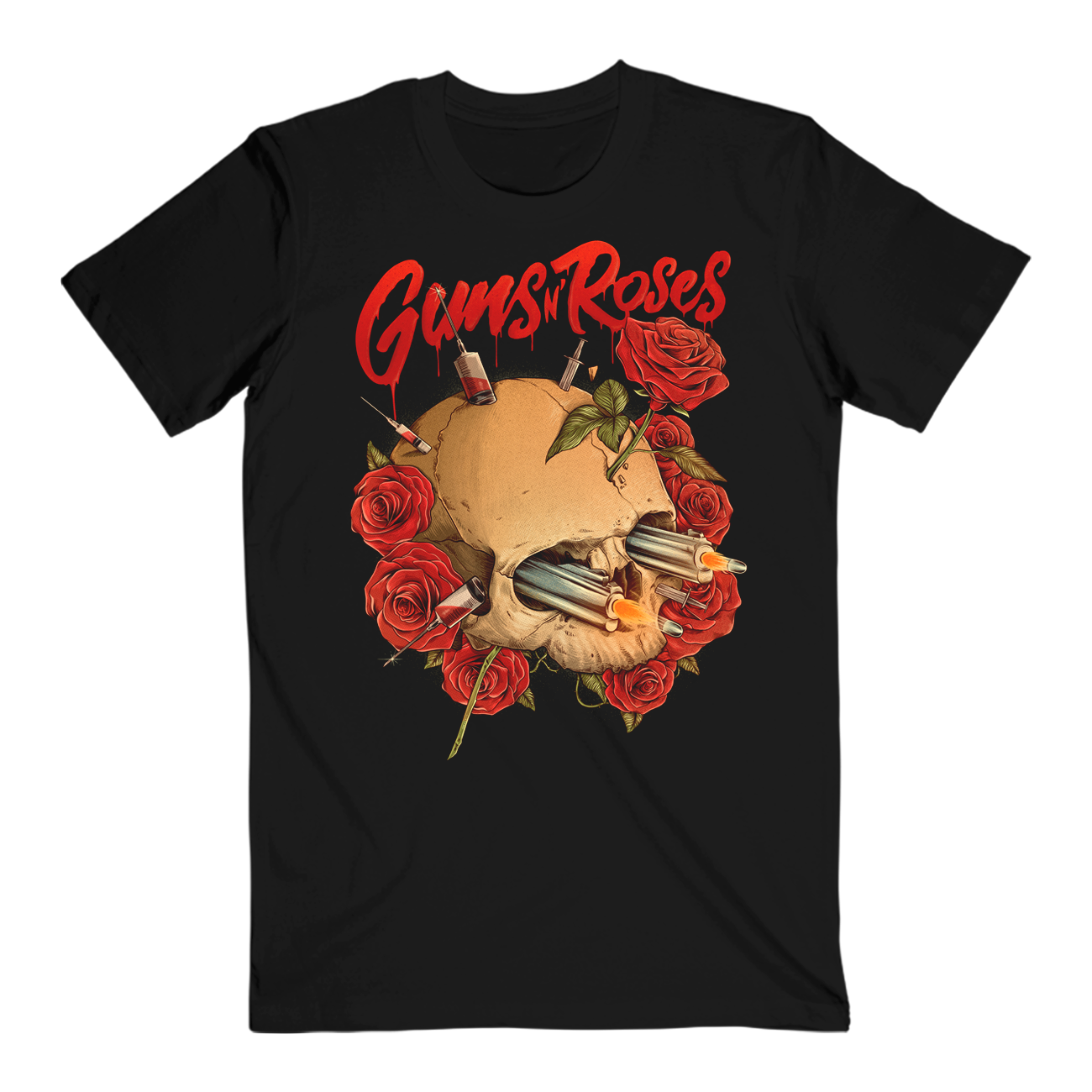 Guns N' Roses Skull N' Needles 2023 Tour Black T-Shirt