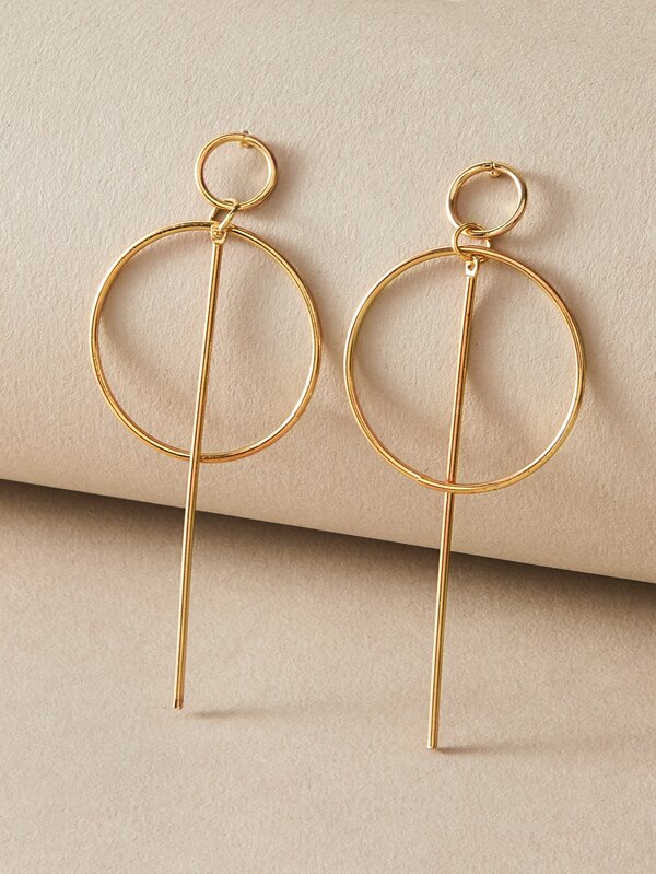 1pair Hollow Out Round Drop Earrings