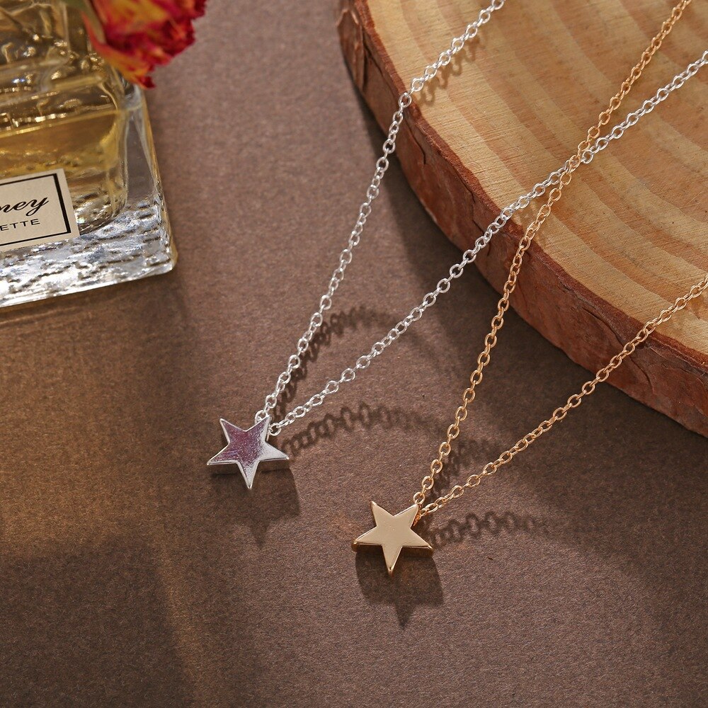 Silver Color Multilayered Star Necklace