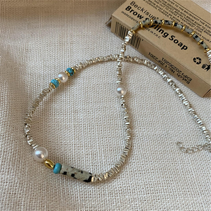 vintage green stone Pearl necklace