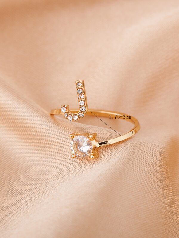 Zircon Letter Decor Cuff Ring