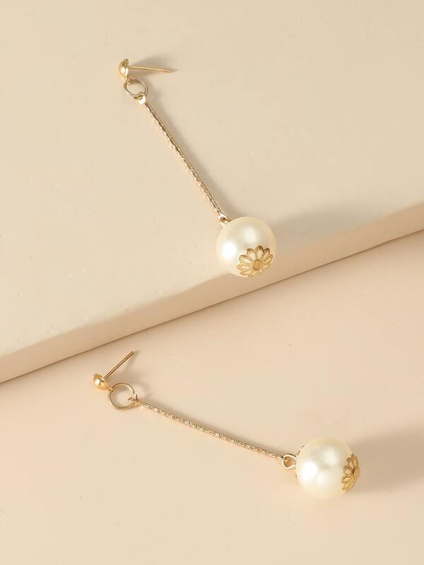 Faux Pearl Decor Drop Earrings