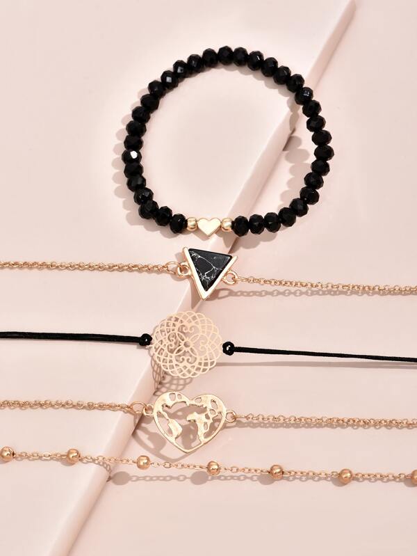 5pcs Heart Detail Bracelet