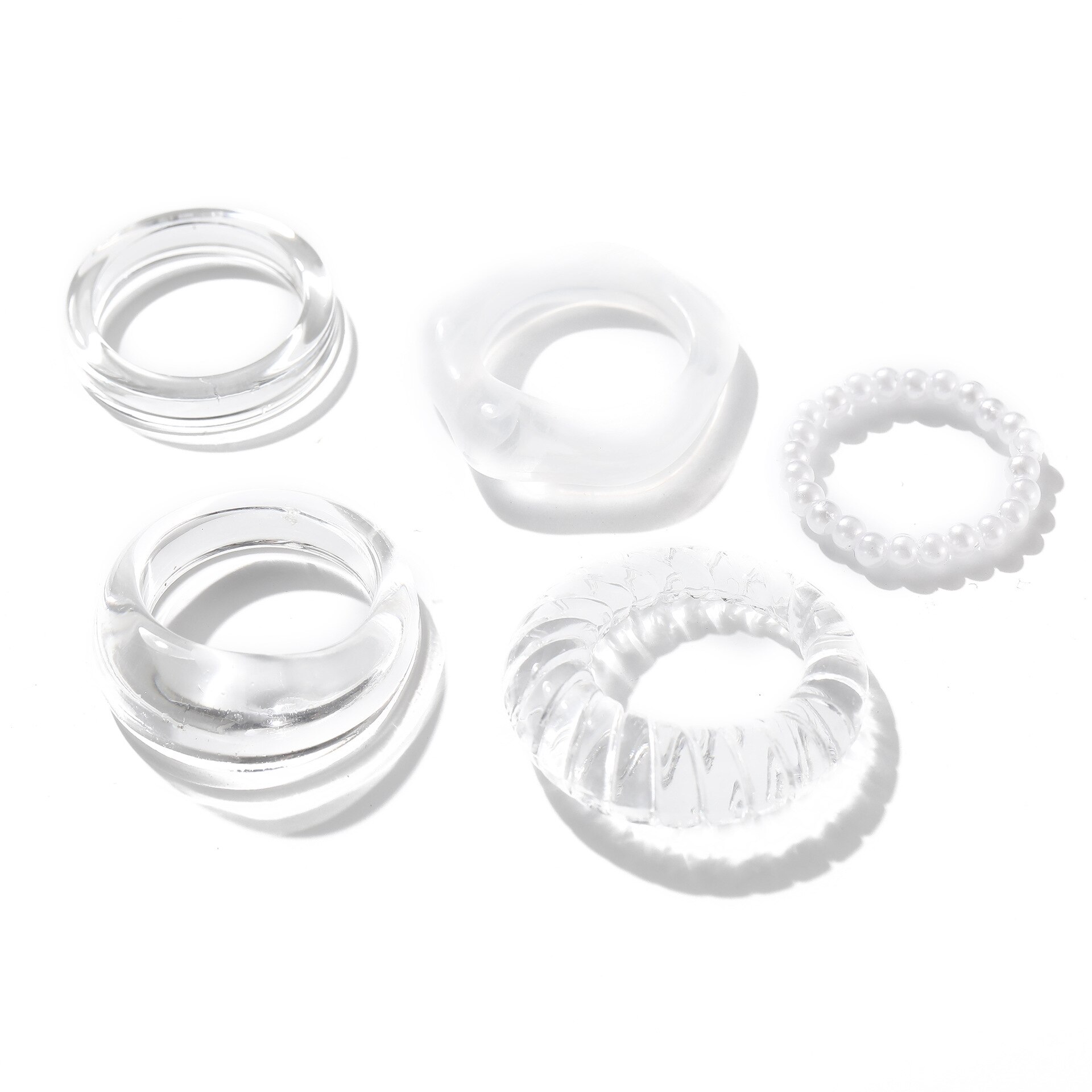 5pcs/set   creative simple transparent rings