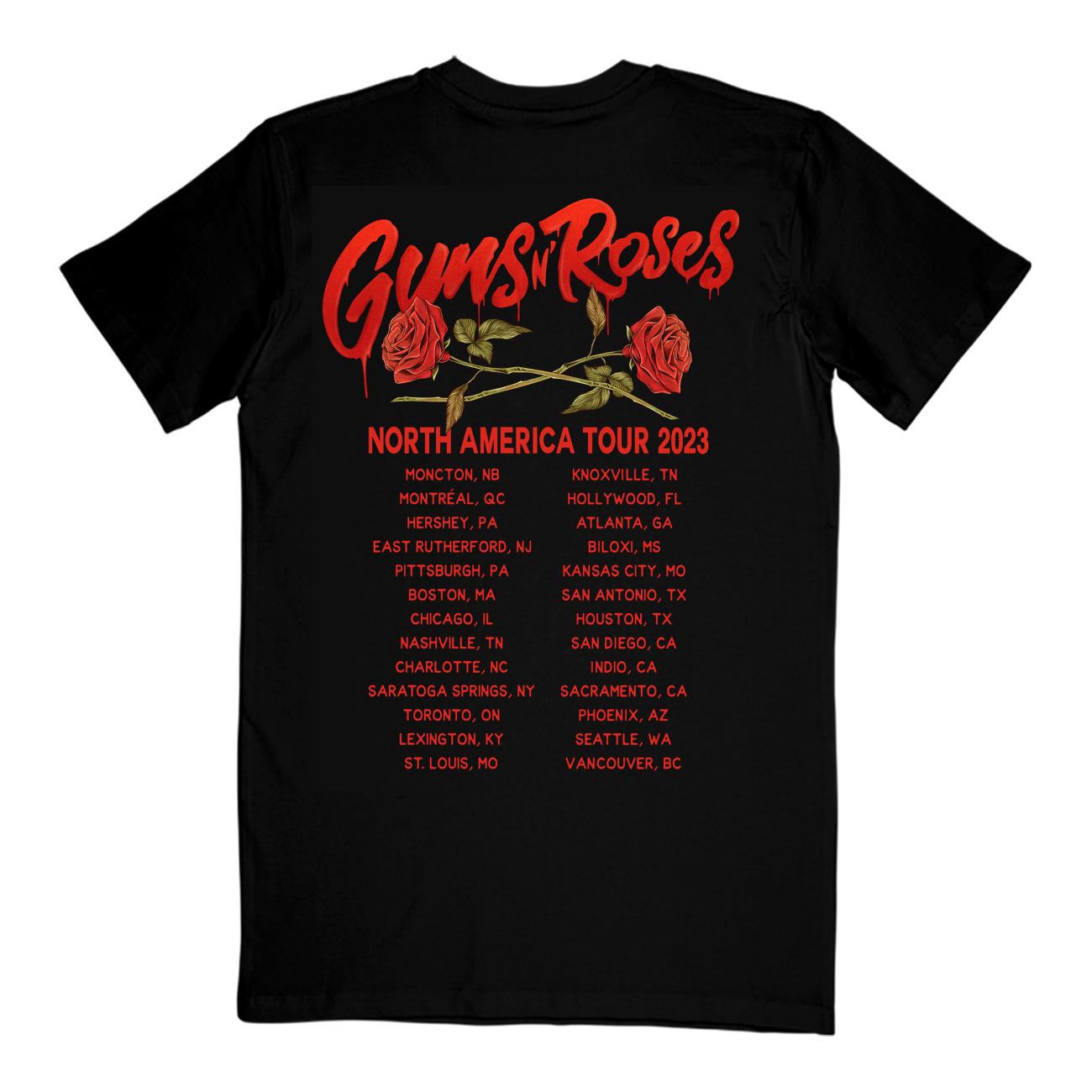 Guns N' Roses Skull N' Needles 2023 Tour Black T-Shirt