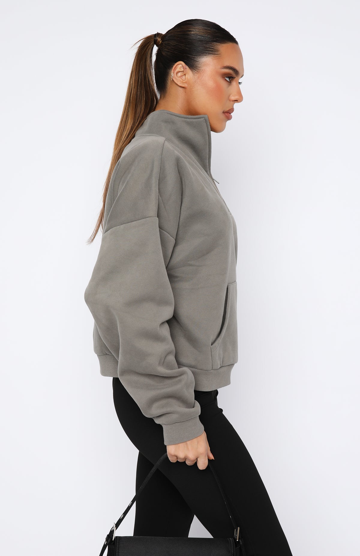 Doing It For You Zip Front Sweater Smokey Olive