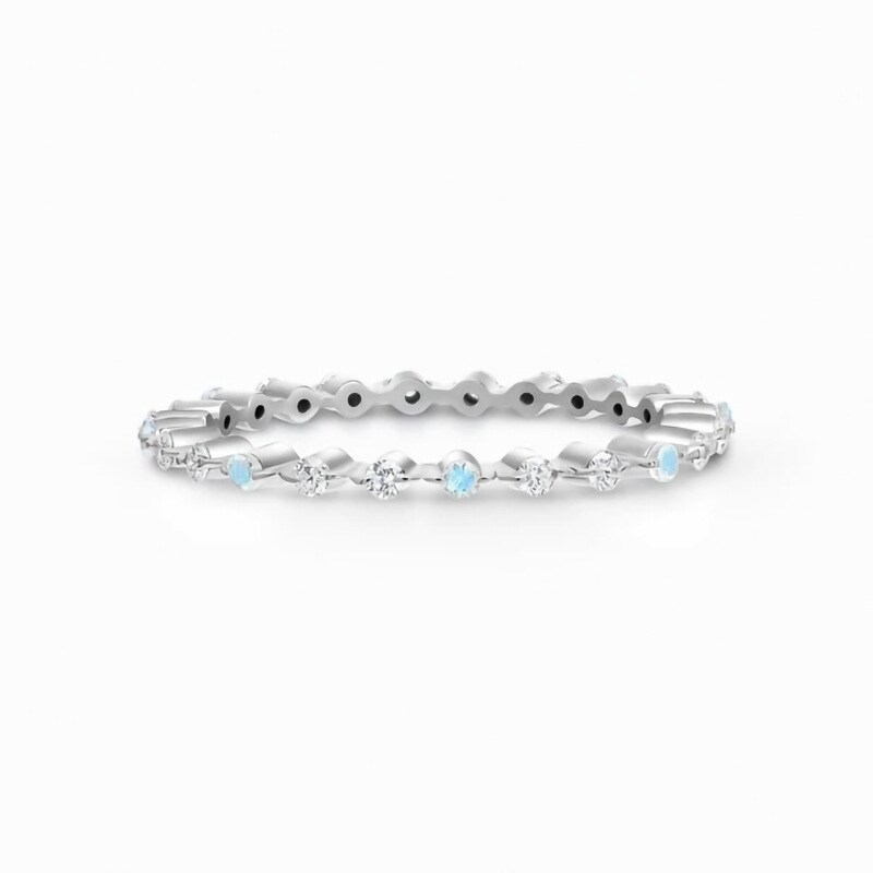 S925 sterling silver inlaid with diamond moonstone micro-zircon ring