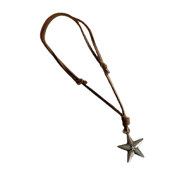 Five-pointed Star Cowhide Necklace