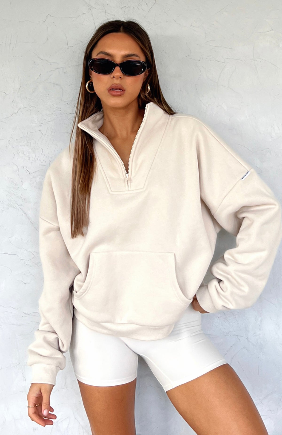 Doing It For You Zip Front Sweater Oat