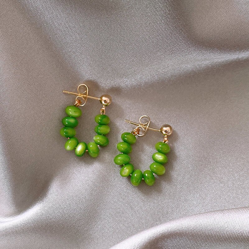 Simple Green Geometric Bohemian Dangle Earrings