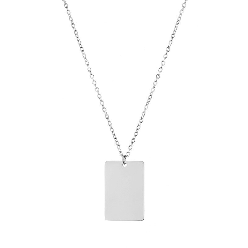 316L Stainless Steel Rectangular Pendant Necklace