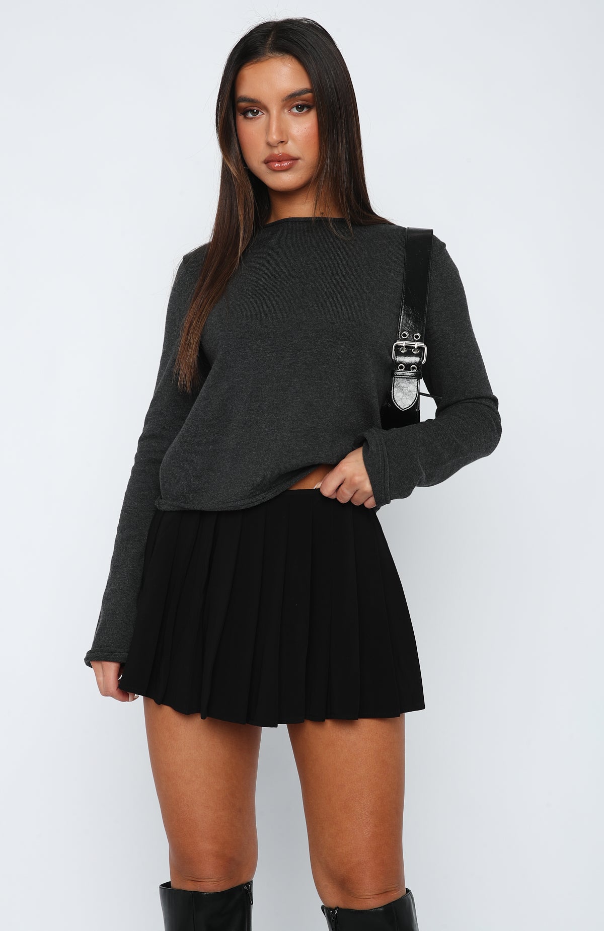 Unique Love Knit Sweater Dark Charcoal