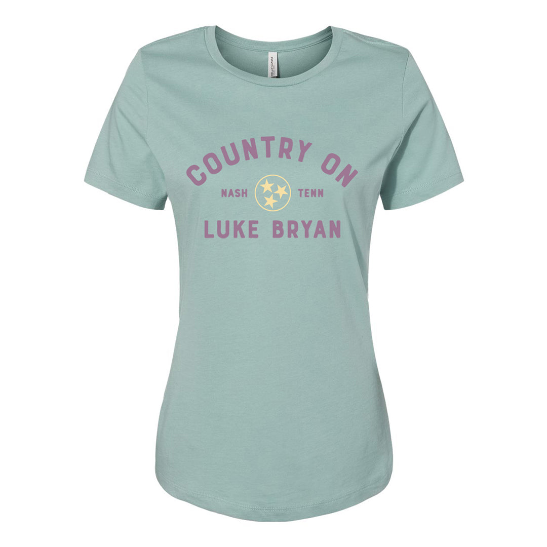 Luke Bryan Country On Aqua Ladies T-Shirt