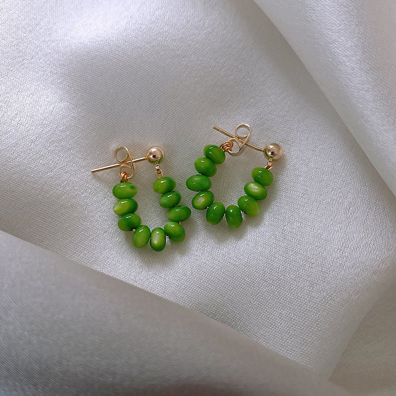 Simple Green Geometric Bohemian Dangle Earrings