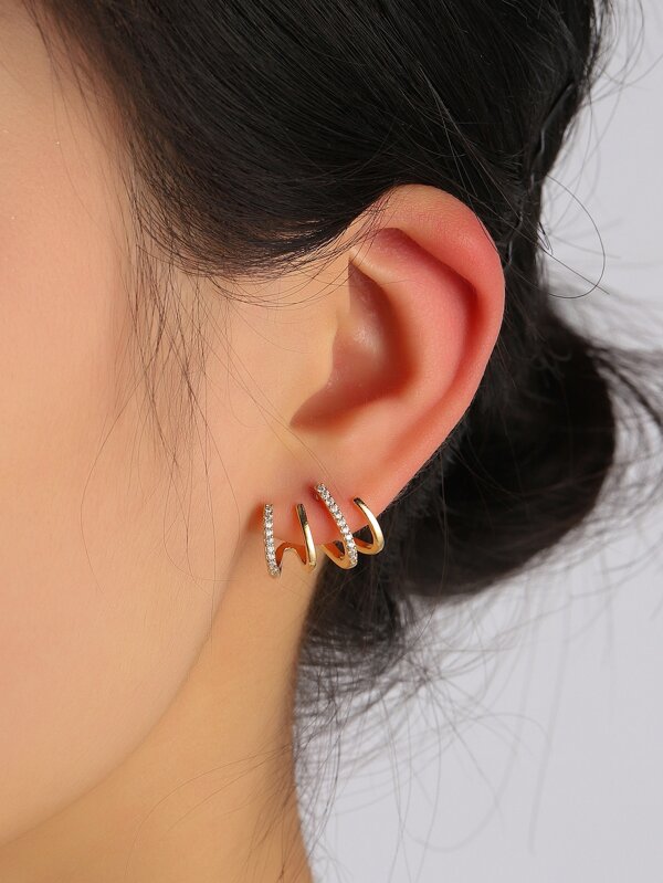 Rhinestone Decor Stud Earrings