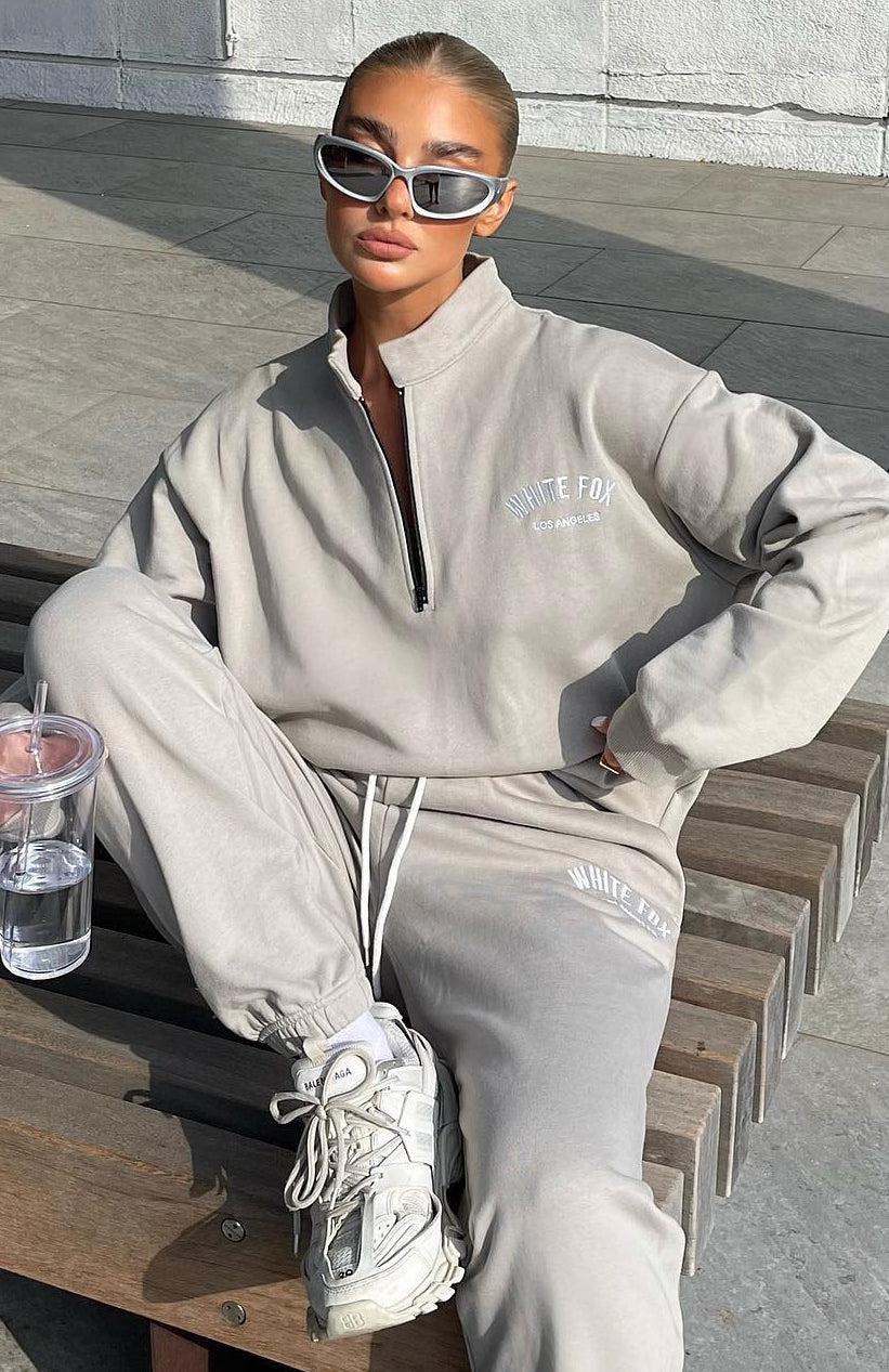 The Highest Demand Zip Front Sweater Taupe