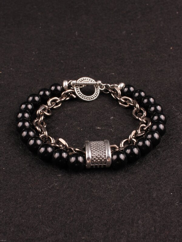 Men Beaded Chain Layered Bracelet