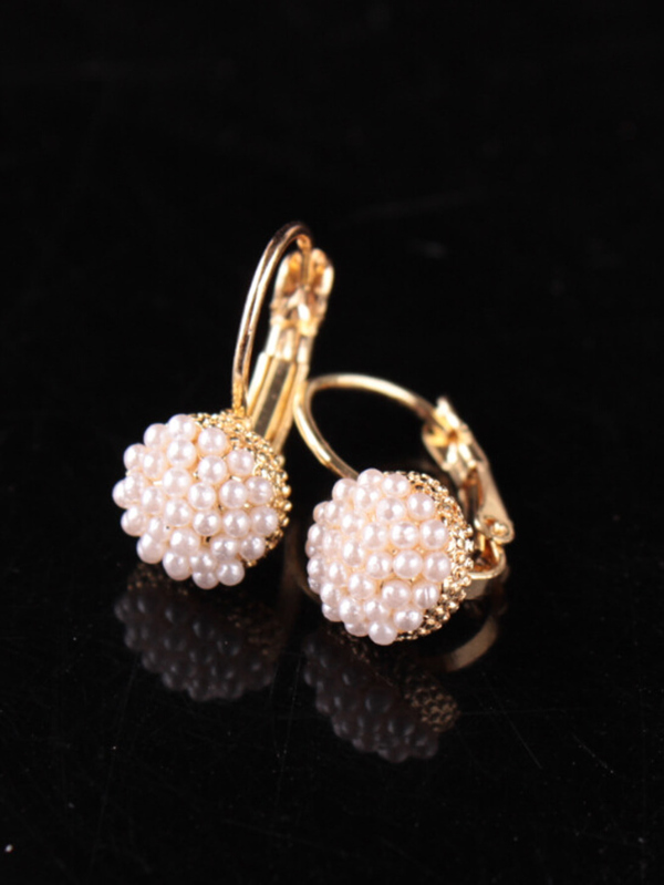 Faux Pearl Hoop Earrings 1pair