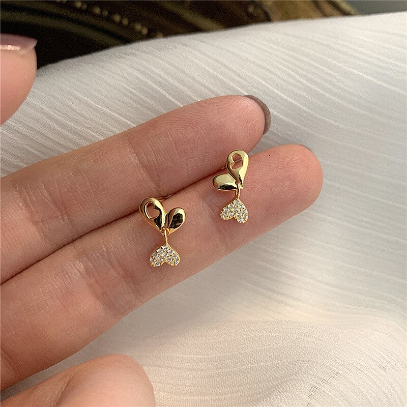 Crystal Hollow Heart Stud Earrings