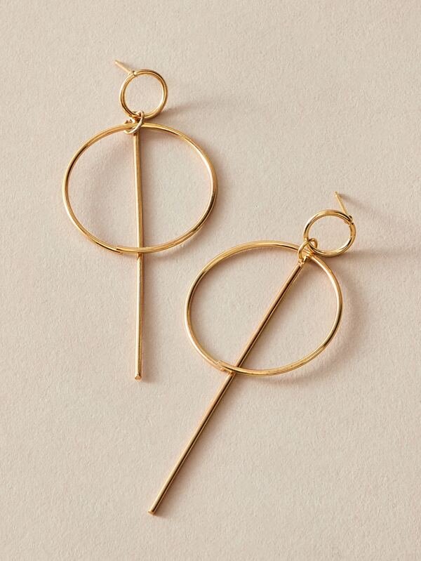 1pair Hollow Out Round Drop Earrings