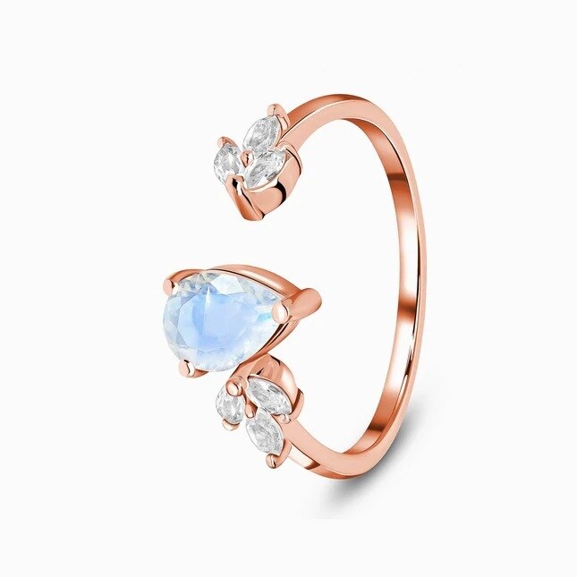 S925 sterling silver drop rose gold ring