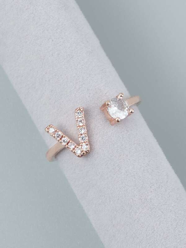 Rhinestone Decor Cuff Ring