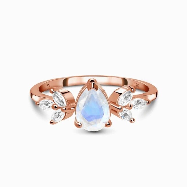 S925 sterling silver drop rose gold ring