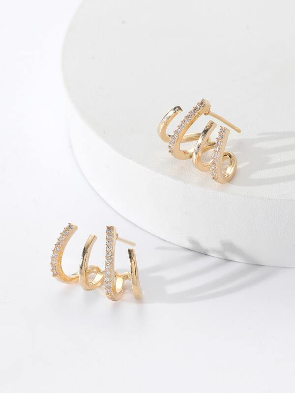Rhinestone Decor Stud Earrings