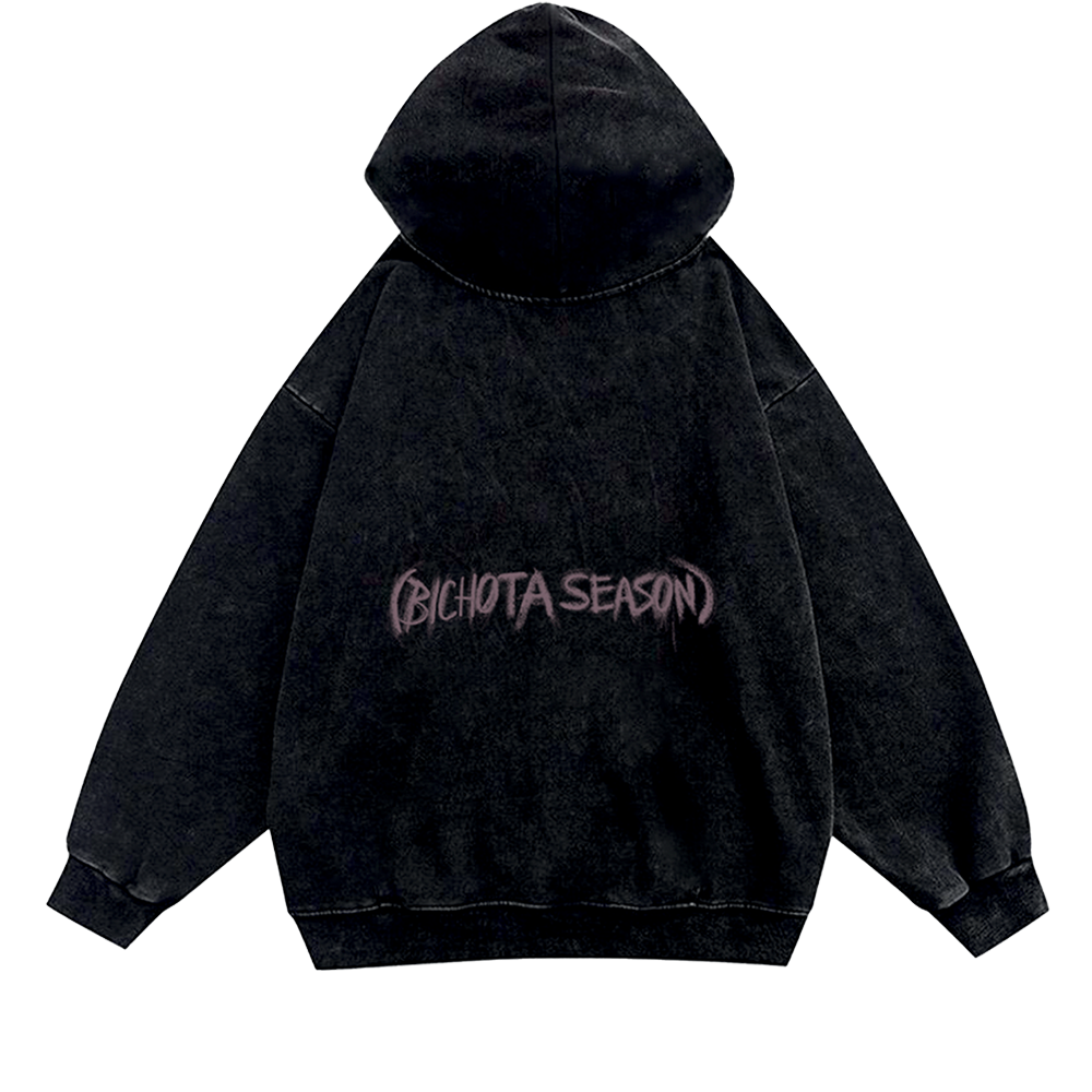 Karol G   Bichota Season Bunny Washed Black Hoodie