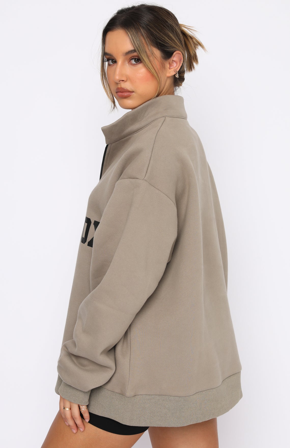 High Standard Zip Front Sweater Mocha