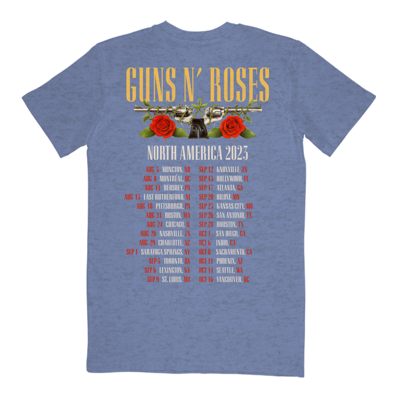 Guns N' Roses OG Seal North America Tour 2023 Blue Heather T-Shirt