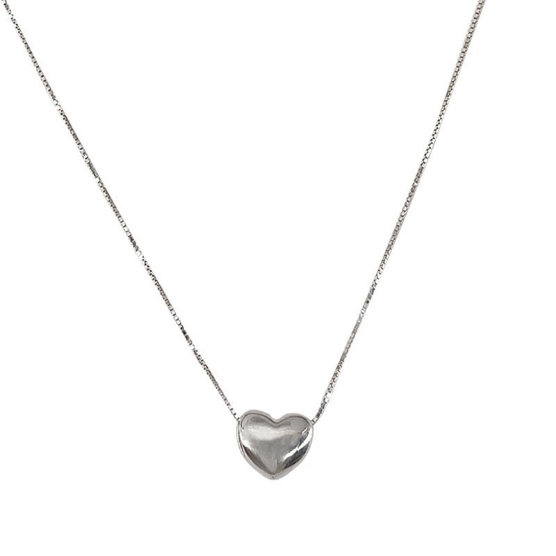 Silver Color  Love Heart Pendant Necklace